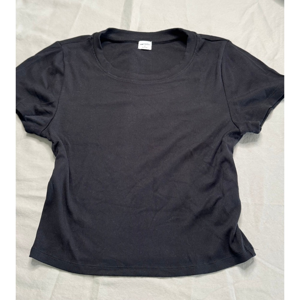 Wilfred Free Aritzia Black Ribbed TENCEL Modal Top Size M